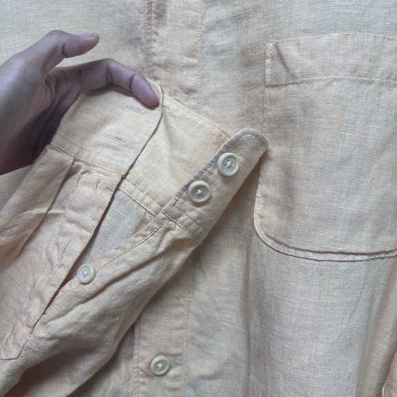 Tommy Bahama Shirt Mens Large Yellow Linen Preppy Beach Long Sleeve Button Up - Picture 4 of 12